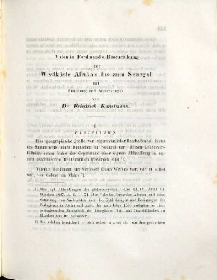 Valentin Ferdinand's Beschreibung der Westküste Afrikas bis zum Senegal