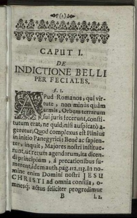 Caput I. De Indictione Belli Per Feciales.