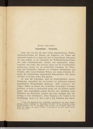 Erster Abschnitt: Allgemeines. Formalia