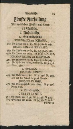 Fünfte Abtheilung. Der weltlichen Fürsten und Herrn
