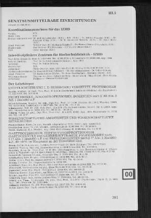 III.3 Senatsunmittelbare Einrichtungen