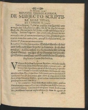 Disputatio Theologiae Biblicae, De Subiecto Scripturae Sacrae Totali
