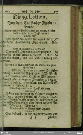 Die 59. Lection, Von dem Tauff- ider Gnaden-Bunde
