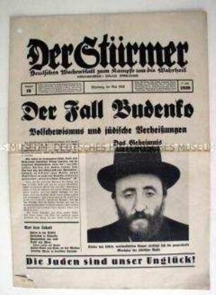 Antisemitisches Hetzblatt "Der Stürmer" u.a. zur Rolle der Juden in der Sowjetunion
