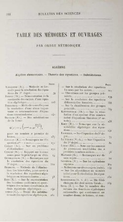 Table des Mémoires et Ouvrages.