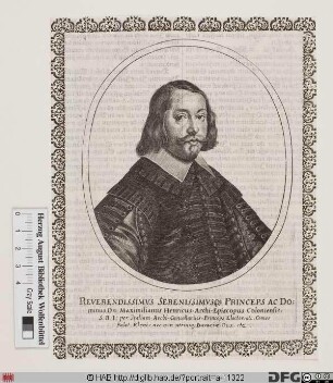 Bildnis Maximilian Heinrich (von Bayern), 1650-88 Kurfürst u. Erzbischof von Köln