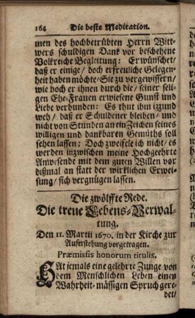 Die zwölffte Rede. Die treue Lebens-Verwaltung