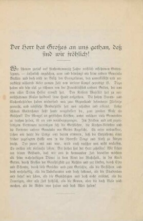Der Herr hat Großes an uns gethan, des sind wir fröhlich!