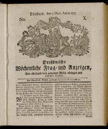 No. X. Dienstags, den 7. Mart. Anno 1775. - No. XVII. Dienstags, den 5. April. Anno 1775.