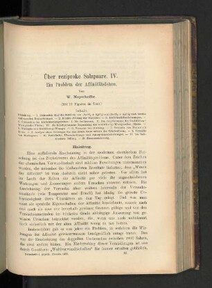 Über reziproke Salzpaare. IV. Ein Problem der Affinitätslehre.