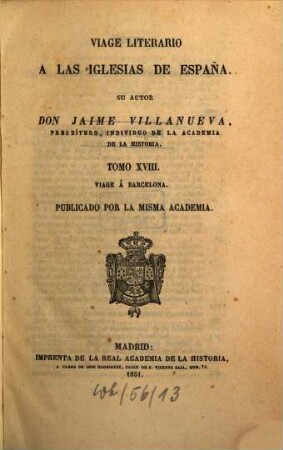Viage literario a las iglesias de España, 18. Viage á Barcelona