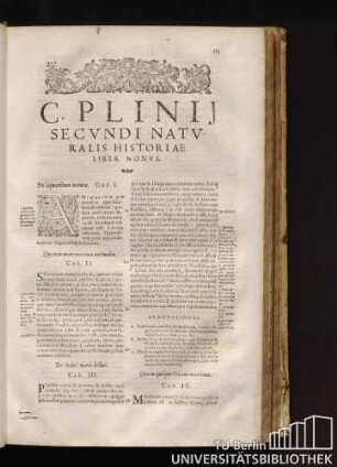 C. Plinij Secvndi Natvralis Historiae Liber Nonvs.
