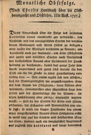 Taschenkalender auf das Jahr ... für Natur- und Gartenfreunde. 1797, 1797