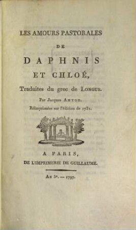 Les amours pastorales de Daphnis et Chloé