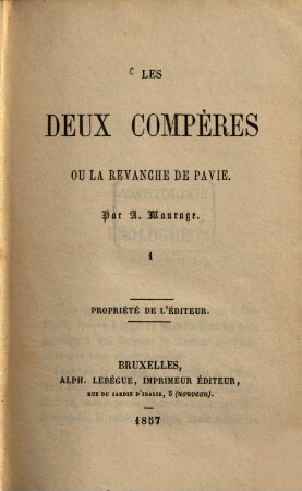 Les deux compères ou la revanche de Pavie, 1