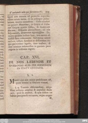 Cap. XVI. De Non Laedendis Et Turbandis Aliis Per Sermonem In Statu Civitatis.