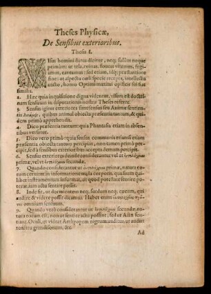 Theses Physicae, De Sensibus exterioribus.