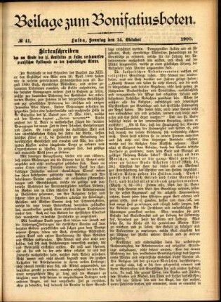 Zweite Ausgabe vom Sonntag, den 14. Oktober 1900.