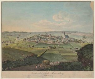 Stadtansicht von Marienberg im Erzgebirge vom Schlettenberg mit der Umgebung