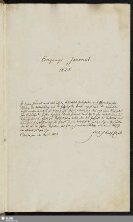 Eingangs-Journal 1825.