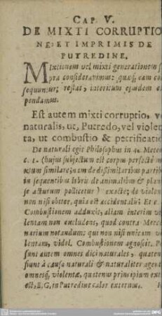 CAP. V. DE MIXTI CORRUPTIONE ET IMPRIMIS DE PUTREDINE.