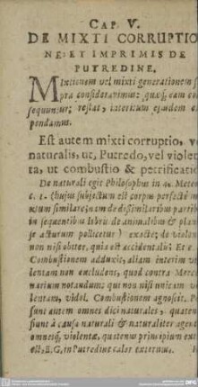 CAP. V. DE MIXTI CORRUPTIONE ET IMPRIMIS DE PUTREDINE.