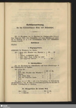 Gebührenordnung für den Crimmitschauer Vieh- und Schlachthof