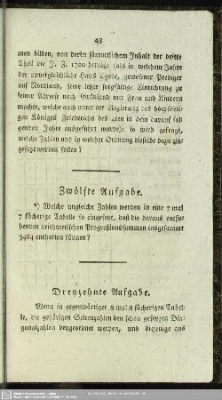 Dreyzehnte Aufgabe