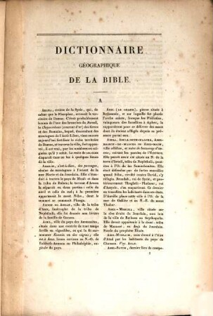 Dictionnaire géographique de la Bible
