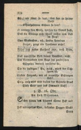 3. B. 16. Ode. An den Mäcenas