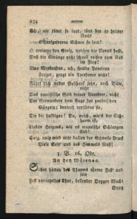 3. B. 16. Ode. An den Mäcenas