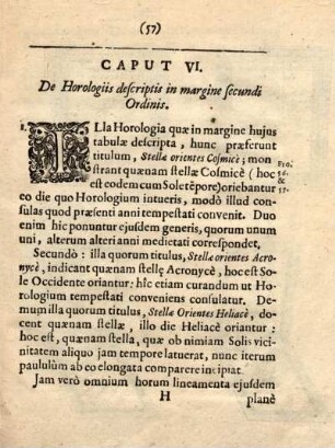 CAPUT VI. De Horologiis descriptis in margine secundi Ordinis.