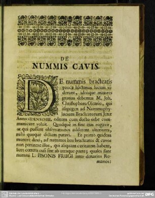 De Nummis Cavis