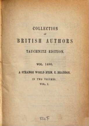 A strange world : a novel ; in two volumes, 1