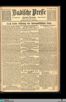 Badische Presse : Generalanzeiger der Residenz Karlsruhe und des Großherzogtums Baden, Morgenausgabe