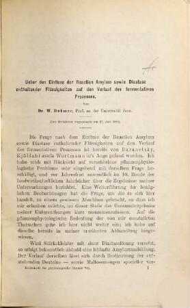 Zeitschrift für physiologische Chemie, 7. 1882/83
