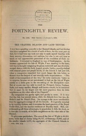 The fortnightly review. 25. 1876 = N.S., Vol. 19