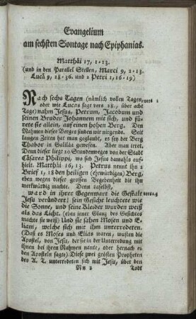 Evangelium am sechsten Sontage nach Epiphanias.