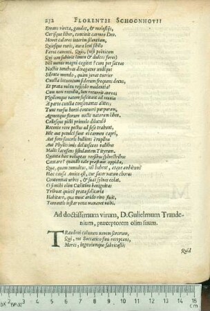 Ad doctissimum virum, D. Gulielmum Traudenium, præceptorem olim suum.
