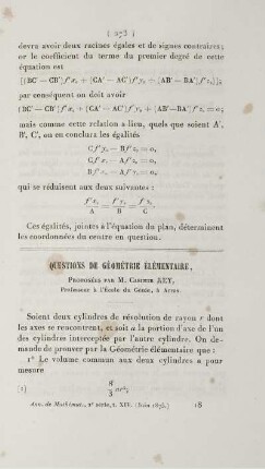 Questions de géométrie élémentaire.