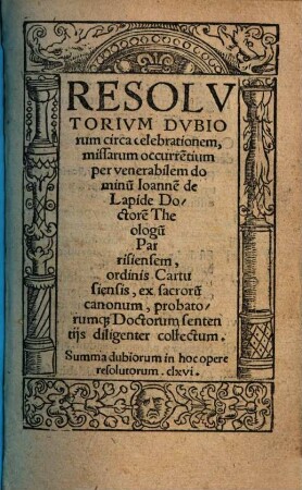 Resolvtorivm Dvbiorum circa celebrationem, missarum occurre[n]tium