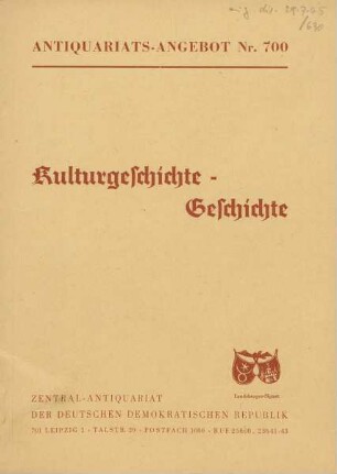 Nr. 700: Kulturgeschichte - Geschichte