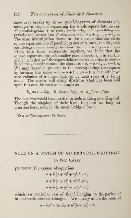 Note on a system of algebraical equations.