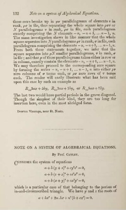Note on a system of algebraical equations.