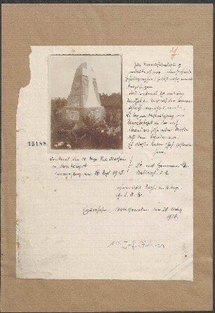 Vom Kriegsschauplatze an der Somme: Denkmal der 10. bayr. Inf. Div. in Marchélepot