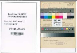 Entnazifizierung Johanna Droege , geb. 03.07.1907 (Krankengehilfin)