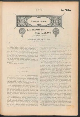 La hermana del califa : Novela árabe