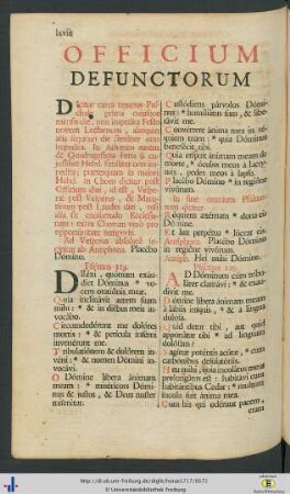 Officium Defunctorum.