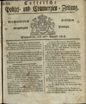 Nr. 68, Sonnabend, den 26sten August 1815