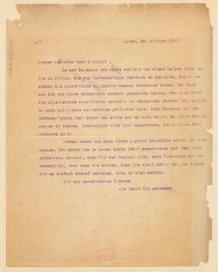 Brief an Eugen d' Albert : 22.10.1917